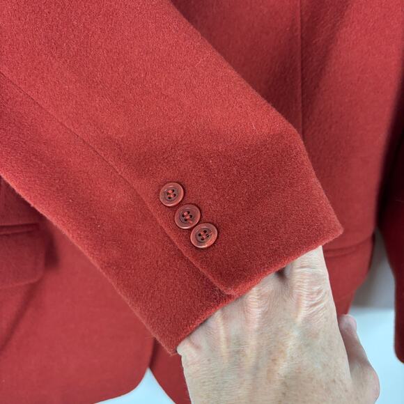 Ann Taylor Vintage 90s Red-Orange 3-Button Blazer Jacket Wool Cashmere Nylon - Picture 5 of 9